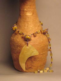 Turtle Shell with Gold Beads Necklace