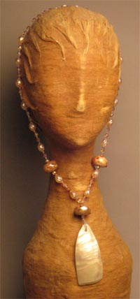 Turtle Shell with Pink Beads Necklace